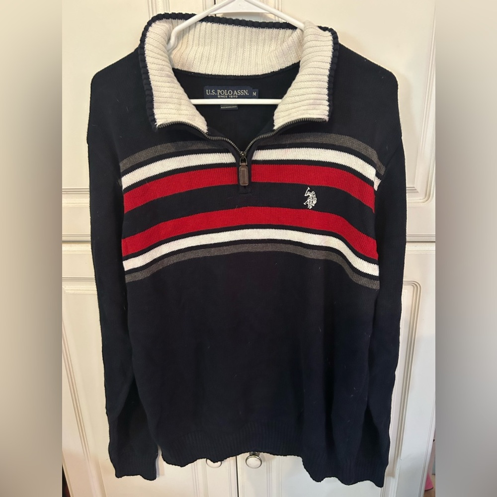 Vintage U.S. POLO ASSN. Dark Blue Medium Quarter-zip Pullover